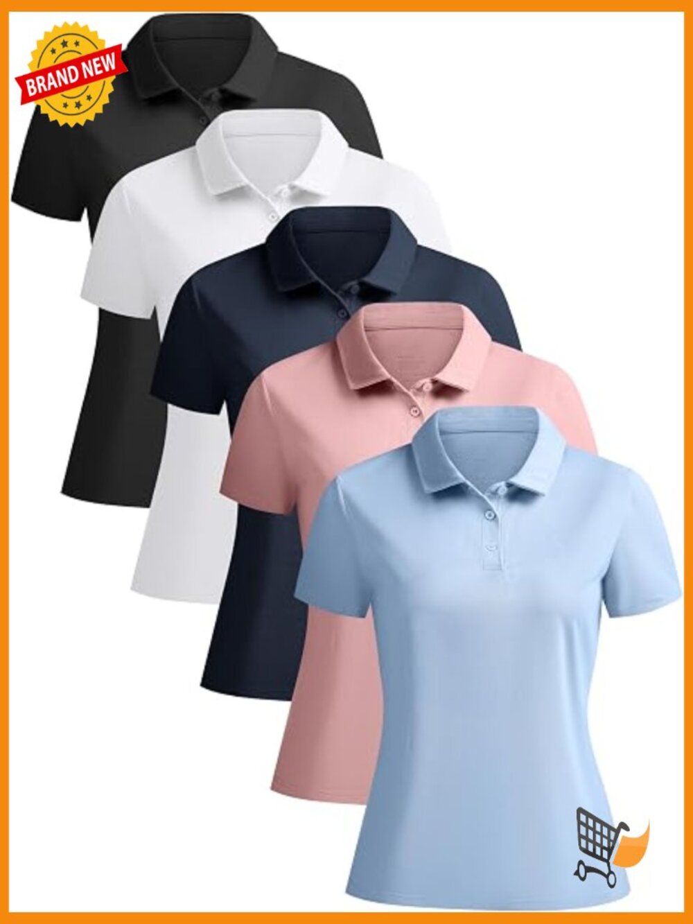 Women's Short Sleeve Polo Shirts 5 Pack Moisture Wicking Collared Tops